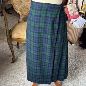 Vintage Pendleton Blackwatch Plaid Green and Blue Women's Skirt
